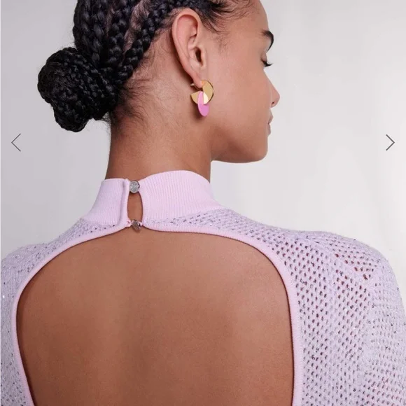 Maje pink knit semi sheer dress small - Picture 4 of 5